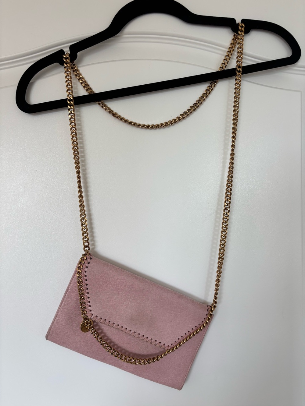 Stella McCartney Blush Pink Envelope Crossbody with Gold Chain